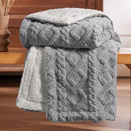 Soft and Warm Sherpa Blanket - Cable Knit Pattern