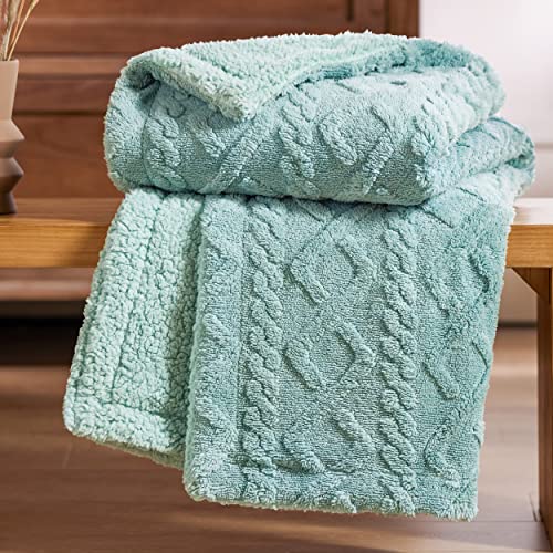 Soft and Warm Sherpa Blanket - Cable Knit Pattern