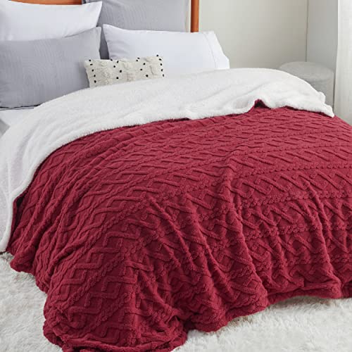 Soft and Warm Sherpa Blanket - Cable Knit Pattern
