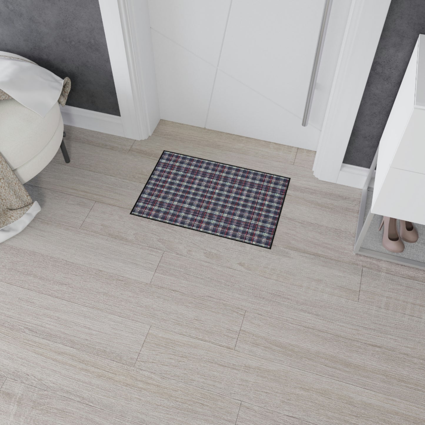 Heavy Duty Floor Mat - Blue/Red Plaid