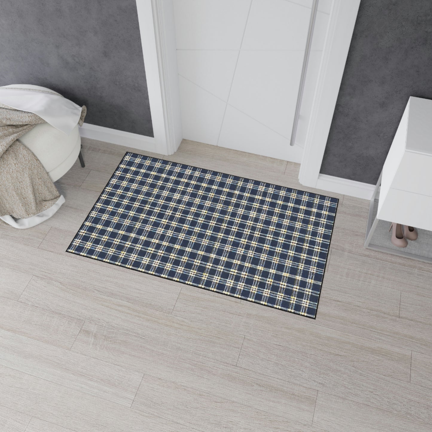 Heavy Duty Floor Mat - Blue Plaid