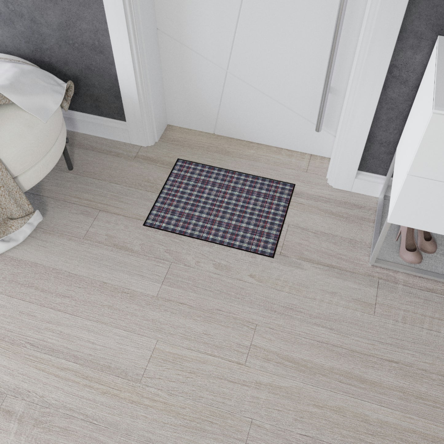 Heavy Duty Floor Mat - Blue/Red Plaid