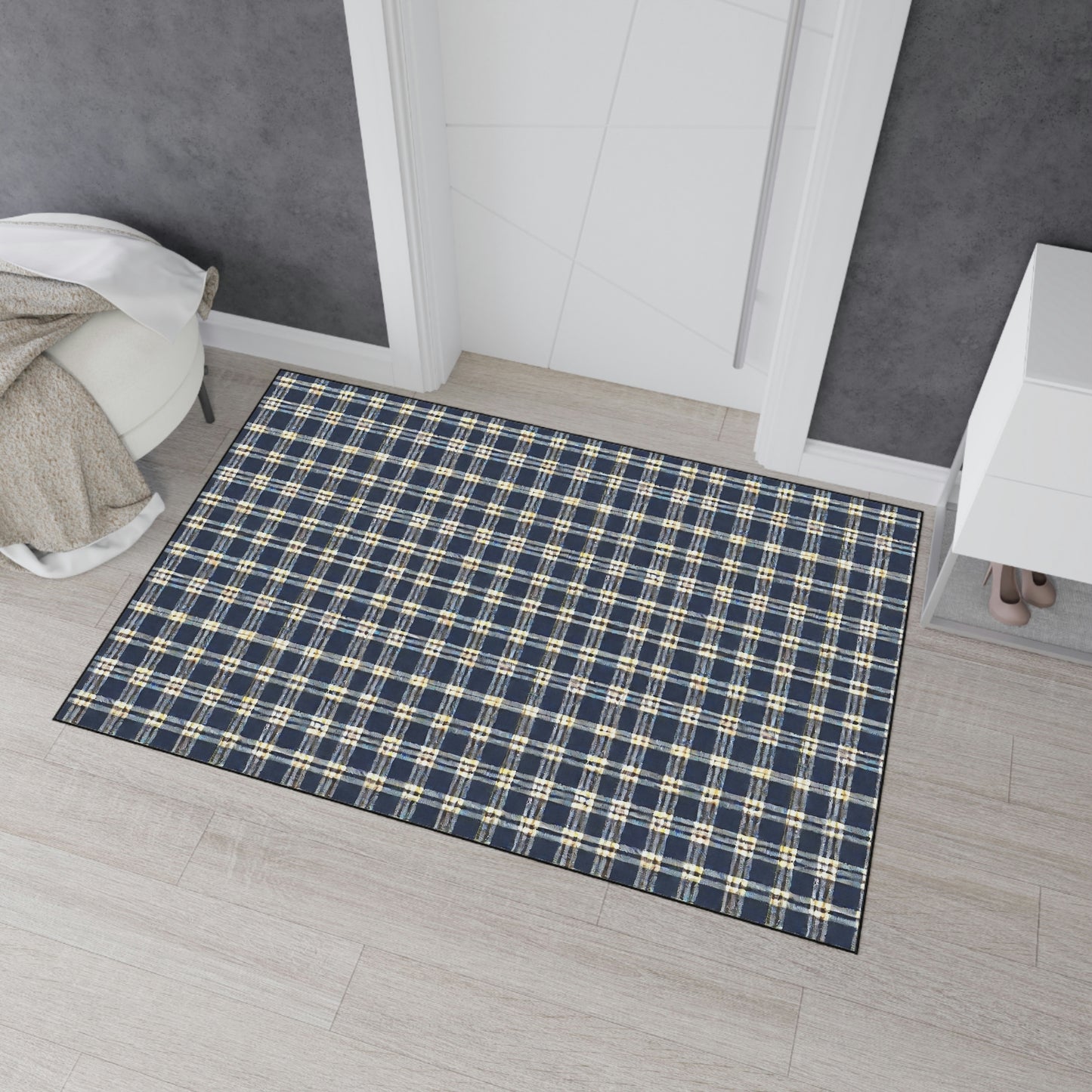 Heavy Duty Floor Mat - Blue Plaid