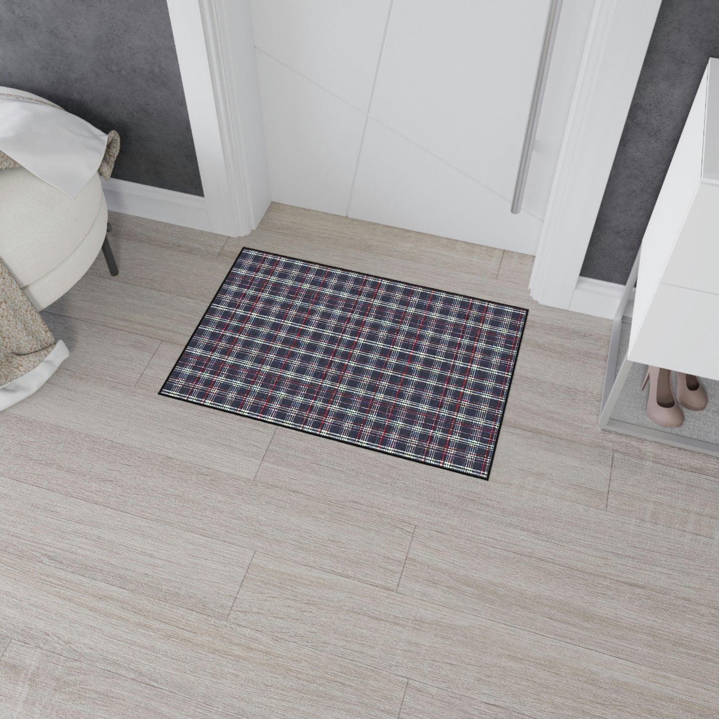 Heavy Duty Floor Mat - Blue/Red Plaid