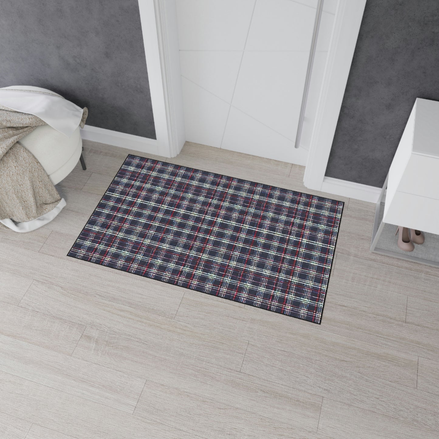Heavy Duty Floor Mat - Blue/Red Plaid