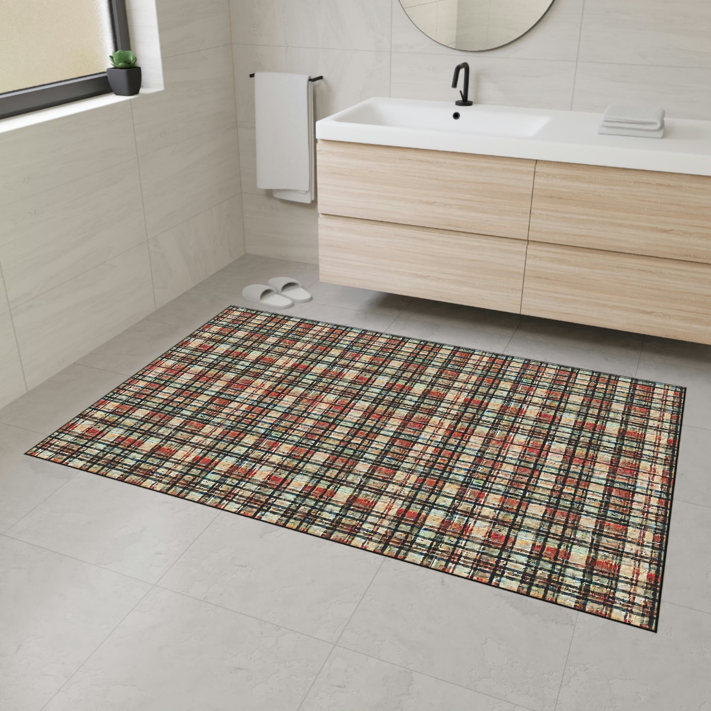 Heavy Duty Floor Mat - Red/Green Plaid
