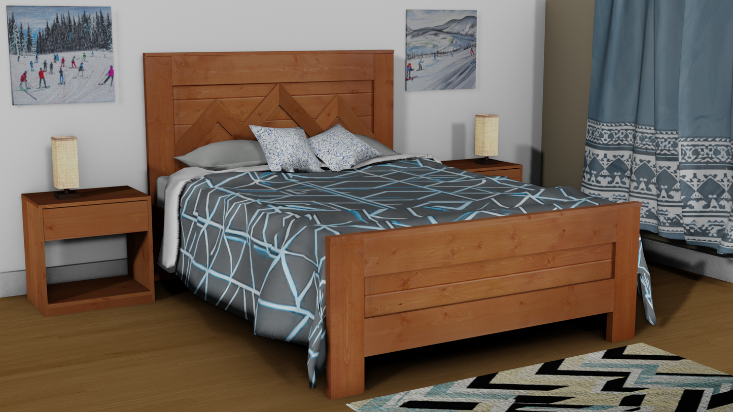 Nordic Style Wood Panel Bed Frame - The Kimberley - Platform Base