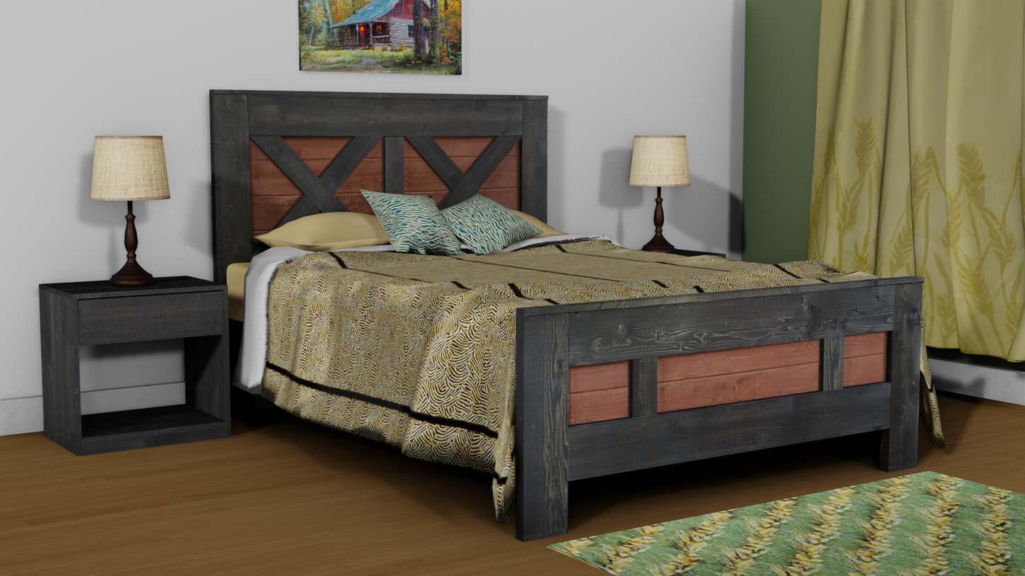 Traditional Wood Farmhouse Bed Frame - The Okotoks - Platform Base