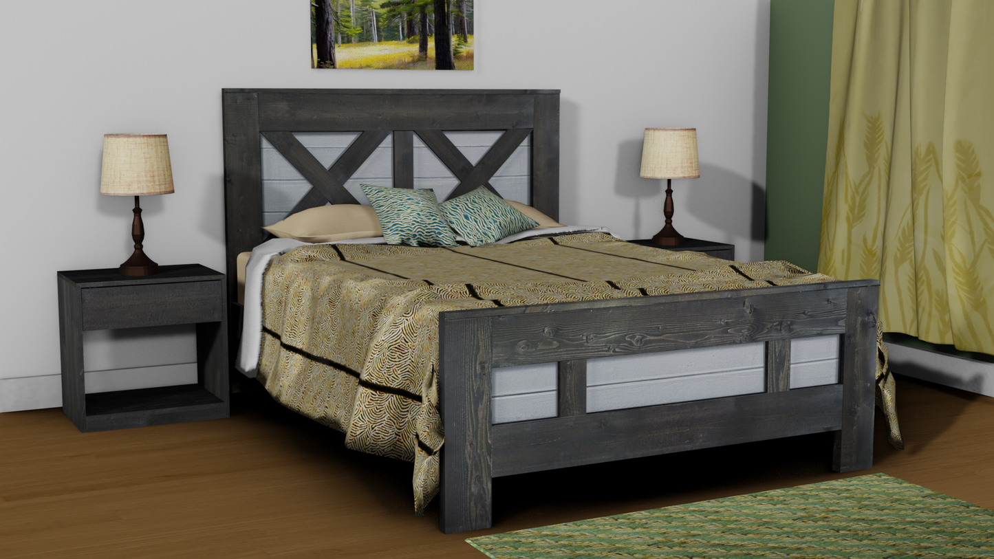 Traditional Wood Farmhouse Bed Frame - The Okotoks - Platform Base