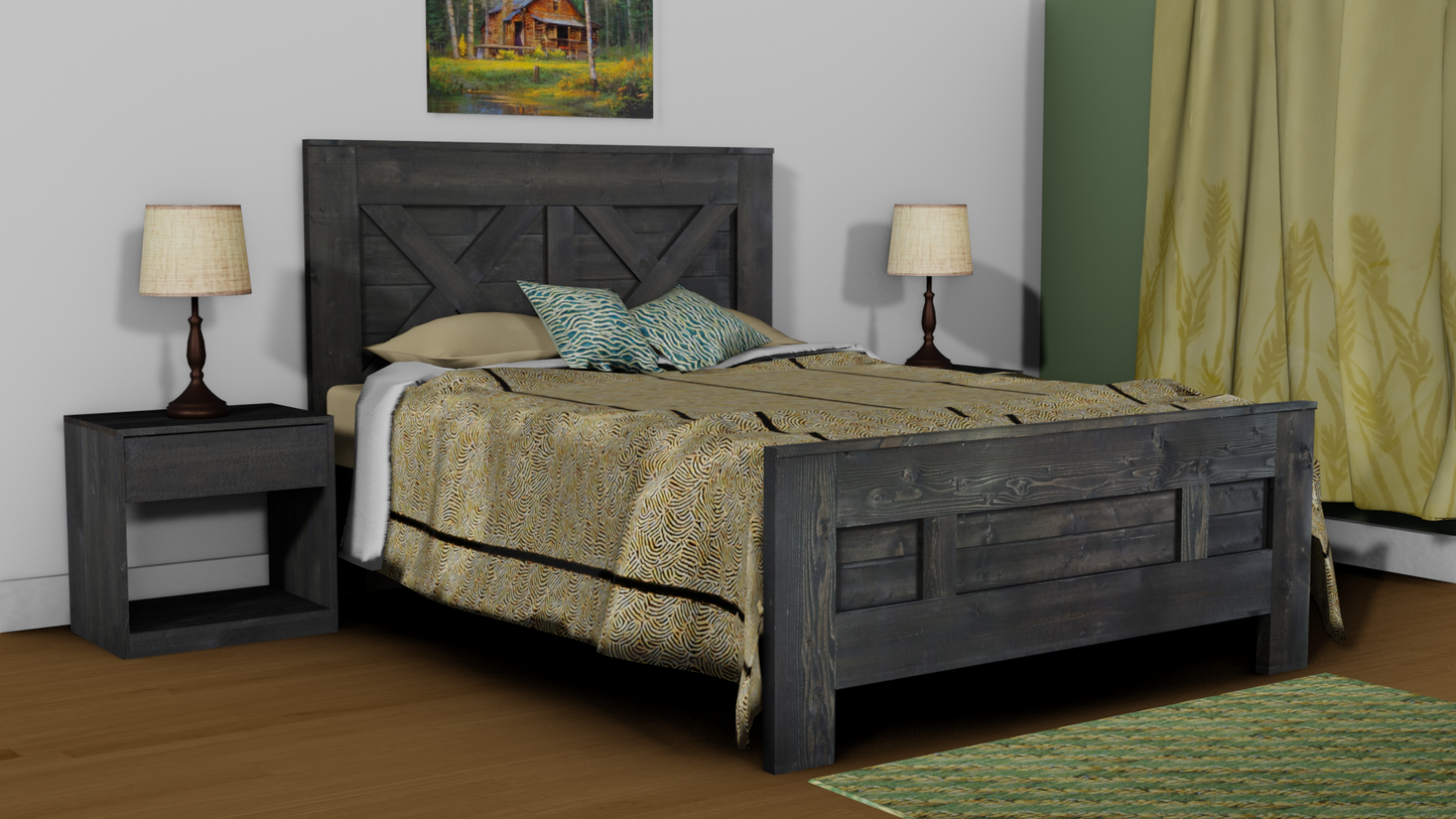 Traditional Wood Farmhouse Bed Frame - The Okotoks - Platform Base