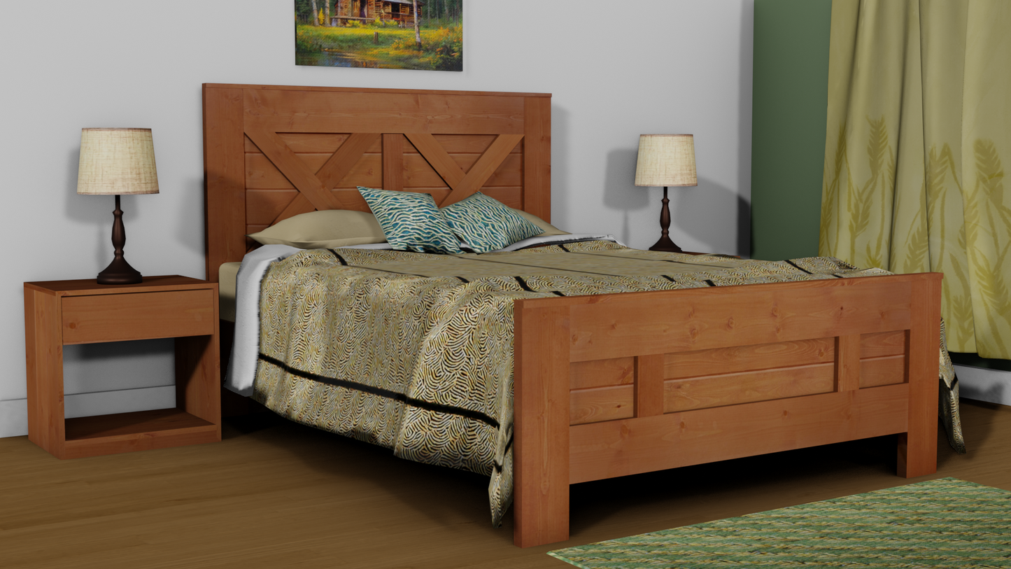 Traditional Wood Farmhouse Bed Frame - The Okotoks - Platform Base
