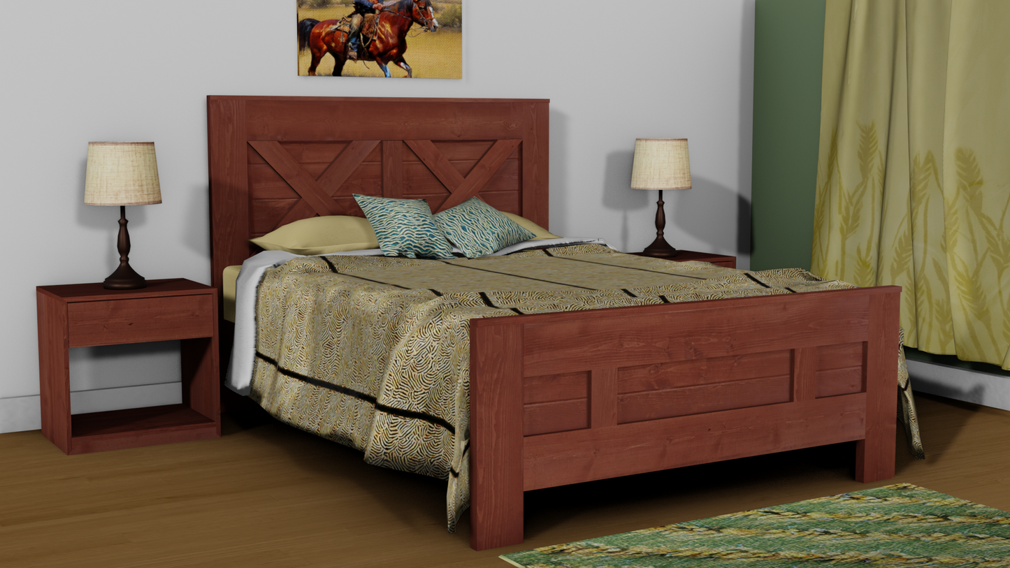 Traditional Wood Farmhouse Bed Frame - The Okotoks - Platform Base