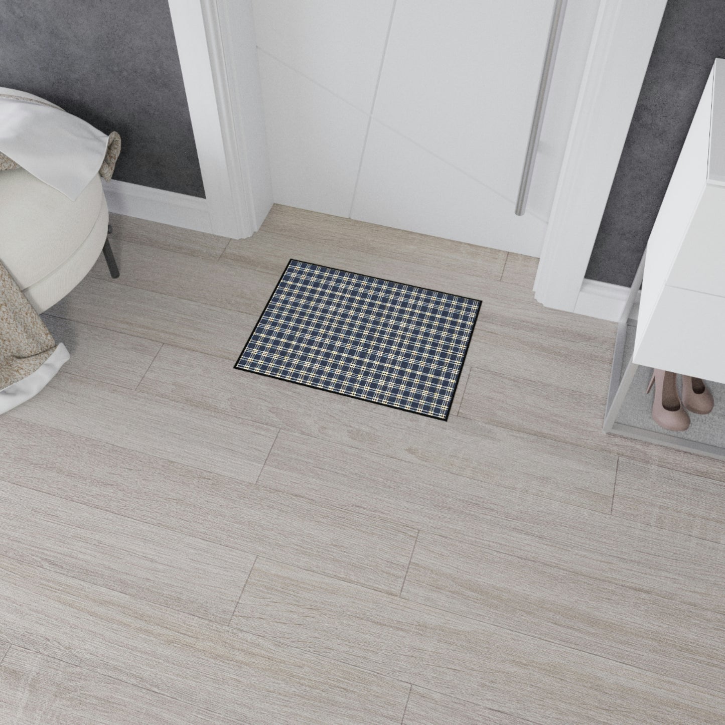 Heavy Duty Floor Mat - Blue Plaid