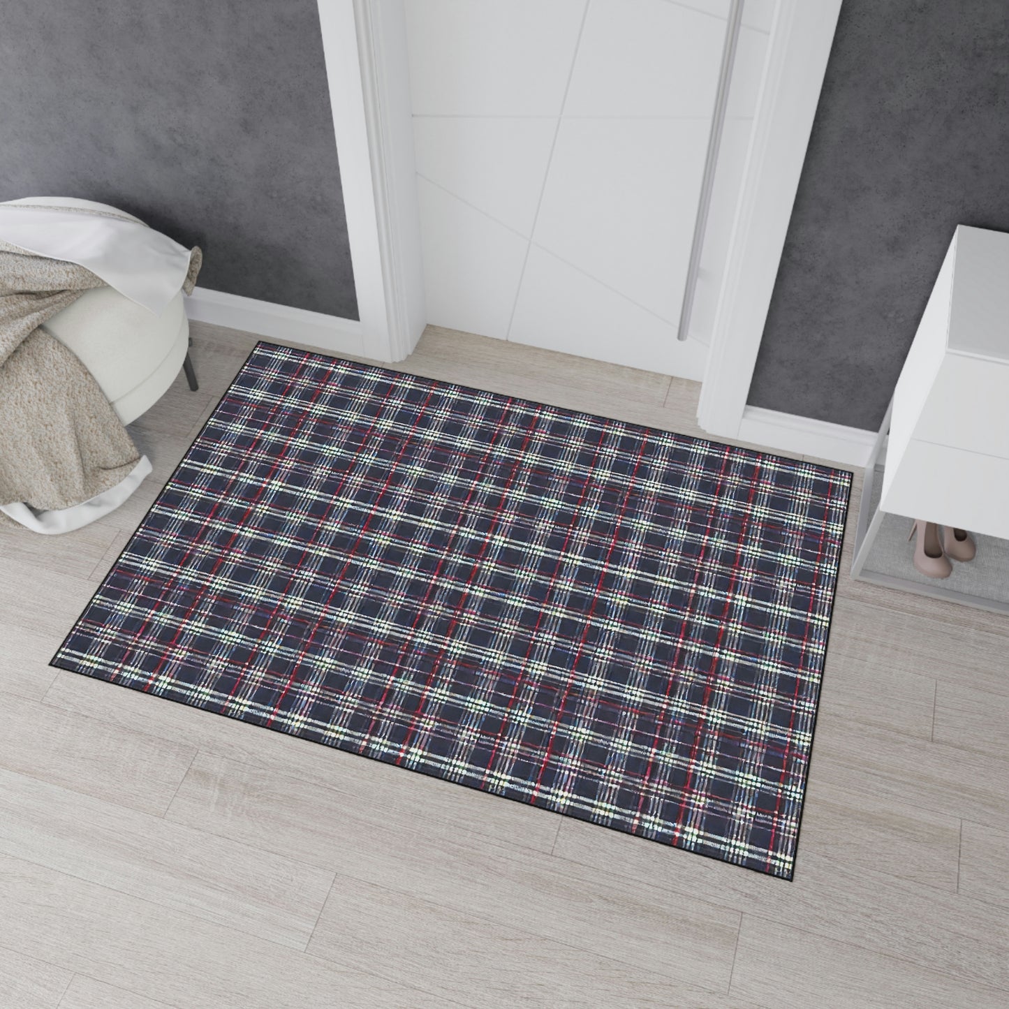 Heavy Duty Floor Mat - Blue/Red Plaid