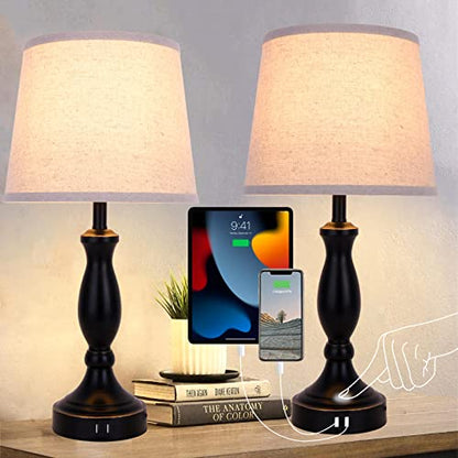 Touch Control Bedside Table Lamps - Set of 2