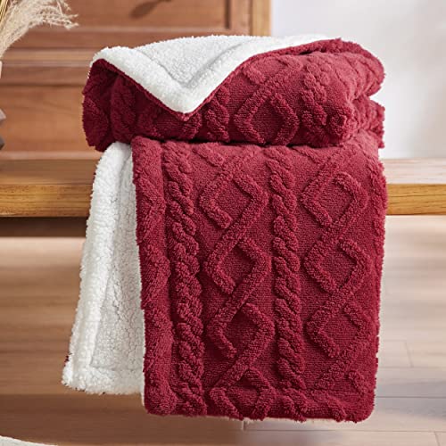 Soft and Warm Sherpa Blanket - Cable Knit Pattern