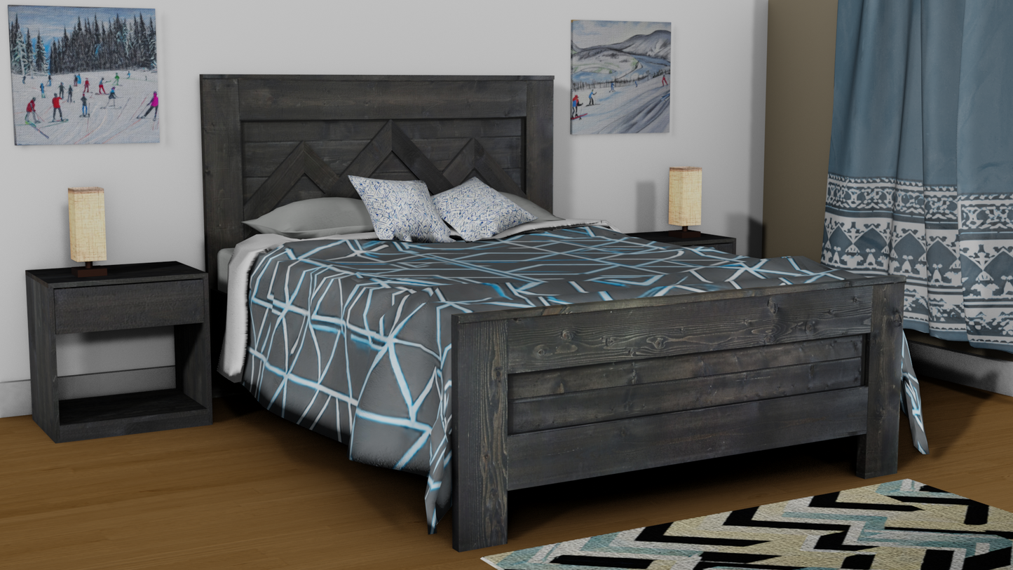 Nordic Style Wood Panel Bed Frame - The Kimberley - Platform Base
